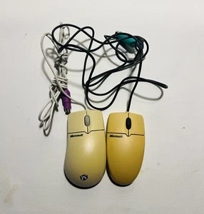 2 Vintage Microsoft mouse 1.3A/3.0/ Mechanical Ball Wheel Mouse PS/2 Compatible - Picture 1 of 7