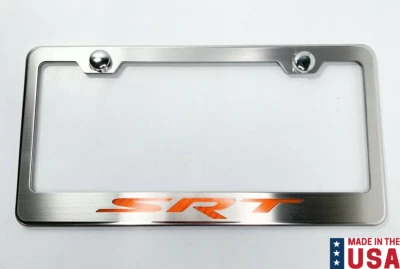 Оранжевая рама номерного знака из углеродного волокна инкрустация для Dodge SRT — нержавеющая сталь - Изображение 1 из 3