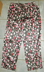 Ladies Black White Pink Valentine Hearts, Satiny Pajama Pants, size M - Picture 1 of 1