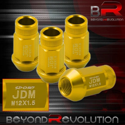JDM 4PCS Gold Lug Nut M12X1.5MM Pitch Thread Open Extended Aluminum M12X1.5MM - Image 1 of 3