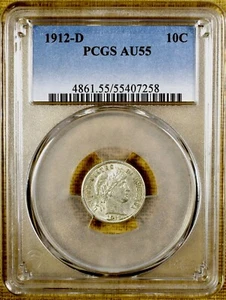 1912-D PCGS AU55 Barber Dime - Picture 1 of 2