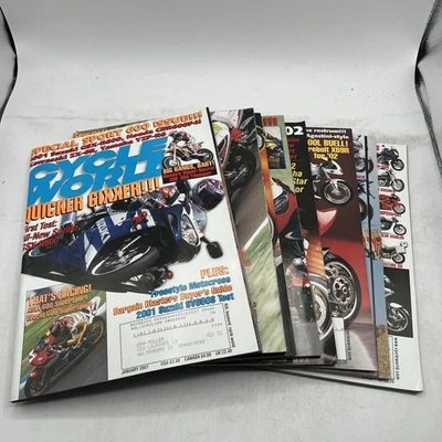 Cycle World Motorcycle Magazine 2001 Lot of 8 Issues Honda Suzukis Yamaha BMW - Image 1 of 4