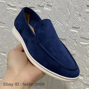 Men British Faux Suede Slip-On Flat Casual Lazy Loafers Driving Shoes Fashion - Picture 1 of 32