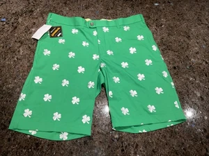 NEW Sz 38 Rare Discontinued Loudmouth Golf Men’s Shorts Shamrocks Stretch $99 - Picture 1 of 12