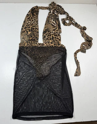 Uptown USA Leopard Cheetah Bodysuit W/Sheer Skirt Sexy Size S/M (no tag) - Image 1 of 4