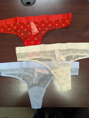 Victoria's Secret Panty Lote De 3 Tanga Panty Rojo Azul XL NUEVO CON ETIQUETAS Foto 1 de 4