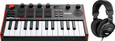 Akai MPK Mini Play MK3 MIDI Keyboard Set Rot Controller mit Software Kopfhörer - Bild 1 von 4
