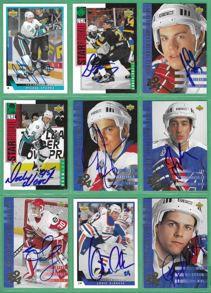 1993-94 Upper Deck Hockey *SIGNED* ~ 45 cards ~ Cheveldae, Lindgren, Blue - Image 1 of 4