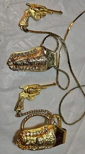 Rock Rebel Halskette HERZ und PISTOLEN Halskette 18" Kette mit Anhänger - Bild 1 von 7