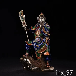 9.2" China antique pure copper Enamel Cloisonne Takeshi Zhanshan guan public - Picture 1 of 9
