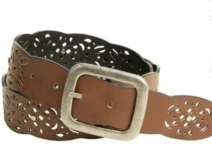 Cinturón Time and Tru Vieira Reversible Marrón Negro Plata Hebilla Mujer 3X 53" - Imagen 1 de 3