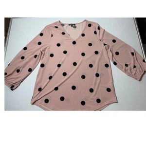 Mujer M Rosa Adrianna Papell Cuello en V 3/4 Lunares Blusa Top Camisa Trabajo  - Imagen 1 de 7