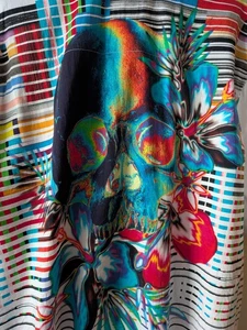 NWOT - Robert Graham Cursed Raider White Short Sleeve Shirt Skull Men's XLT NEW - Picture 1 of 7