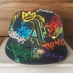 Oakland A's Cooperstown Collection American Needle Hat Grafitti Talla 7 1/4 RARO - Imagen 1 de 16
