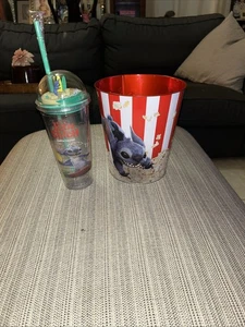 Lilo And Stitch Popcorn Bucket And Cup Brand New Sealed Straw - Picture 1 of 10