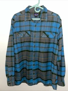 Patagonia Hemd Herren Large blau kariert Fjord Flanell Button Down L/S 53947 - Bild 1 von 14