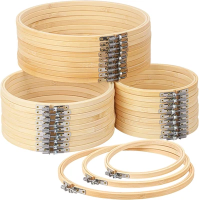 30 PCS Embroidery Hoop, 10 Inch & 8 Inch & 6 Inch Natural Bamboo Cross Stitch Ri - Image 1 of 4