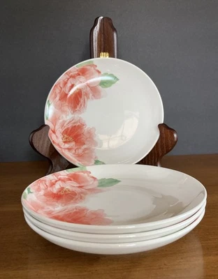 Juego de 4 Platos de Pan Martha Stewart Rosa Peonía Floral Cerámica 6-1/2" Usados en Excelente Condición Foto 1 de 4