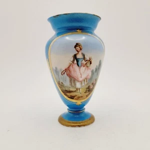 Antique Sevres Old Paris Blue Hand Painted Vase 5.5 Inches - Picture 1 of 10