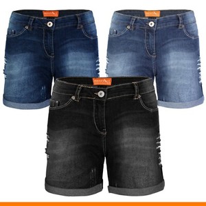 Women's Jeans Shorts Destroyed Bermuda Stretch Hotpants Denim Shorts