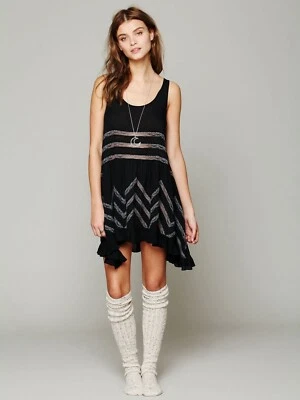 Платье-комбинезон Free People Intimate Voile & Lace трапеция прозрачное черное мини-платье XS - Изображение 1 из 4