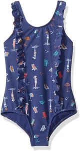 Roxy Girl's 242928 Tropicool Sunshine One Piece Blue Swimsuit Size 4 - Picture 1 of 2