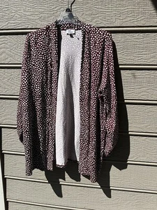Kim Rogers Red Dotted Stretch Open Front Long Sleeve Cardigan Sweater Size XL - Picture 1 of 2
