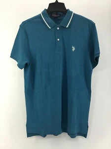 US Polo ASSN Slim Fit Tipped Interlock Polo Shirt,Blue Firth,Size Medium - Picture 1 of 2