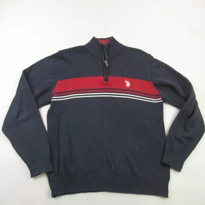 US Polo Assn Sweater Mens Medium Long Sleeve 1/4 Zip Pullover Stripes Outdoor - Picture 1 of 11