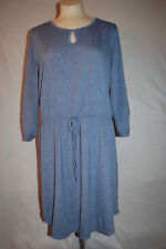 Womens BLUE HEATHERED TUNIC DRESS Elast at Wasit LACE BACK 3/4 Sleeve 2X 18W-20W