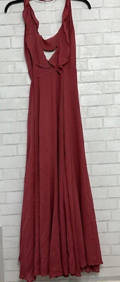 Reformation Maxi Wrap Dress Size XS Sleeveless Ruffle Deep V Coral Rust Romantic - Image 1 of 4