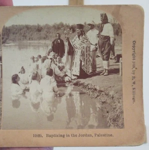 BAPTIZING in the JORDAN - ©1899 B W Kilburn - JAMES M DAVIS - STEREOVIEW - #2557 - Picture 1 of 8