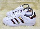 Adidas Superstar Trainers White With Retro Print Sides Size Uk 4 Superb