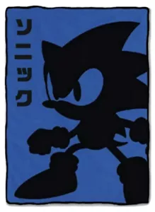 Sonic The Hedgehog blau und schwarz Fleece Überwurf Decke 45 x 60" Sega Genesis - Bild 1 von 2
