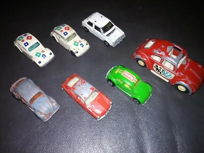 LOTE DE 7 RAROS De Colección Años 70 *Volkswagen VW Escarabajo* Bichos Diecast *Fondos de METAL* Foto 1 de 4