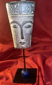 11" groß Vintage afrikanischer Stamm Stahl beidseitig Gesicht (2,20 Pfund schwer) - Bild 1 von 11