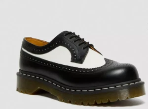 Dr. Martens 3989/59 Bex Smooth Leather Men's Brogue Shoes Sz US 8 - Black/White - Picture 1 of 14