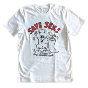 KEITH HARING POP SHOP - T-SHIRT - "Safe Sex!" - 1980s - Adult XL - Picture 1 of 1