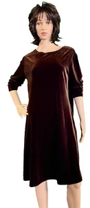 Vestido para mujer JACQUELINE FERAR marrón L/S terciopelo mezcla de poli spandex talla 10 nuevo con etiquetas - Imagen 1 de 7