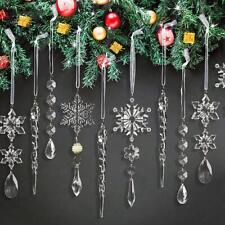10Pcs Christmas Tree Clear Glass Icicle Ornaments Decoration Xmas Home Decor