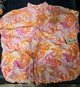 New Terra & Sky Plus Tropical Party Button Front Camp Shirt Size 1X 16W/18W - Picture 1 of 2