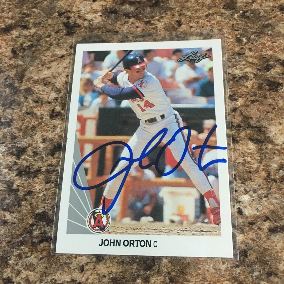 John Orton Signed 1990 Leaf Auto Los Angeles California Angels - Image 1 of 1