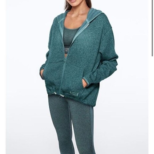 UNDERCOVER Felpa donna PINK VICTORIA’S SECRET full zip leggera con cappuccio verde taglia S