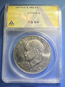 1973-D $1 Eisenhower Dollar - ANACS MS 64 - Picture 1 of 4