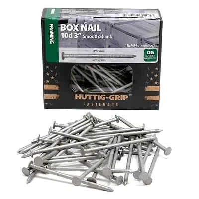 Unhas Huttig Grip 10d caixa de moldura 3 polegadas HGN10OGBX1 galvanizadas ao ar livre 1 lb 85 - Imagem 1 de 4