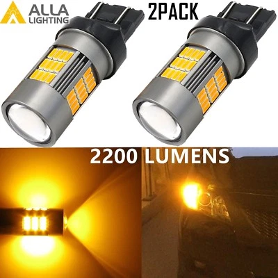 Alla Lighting 7443 54-LED Turn Signal DRL Side Marker Light Bulbs,Amber Yellow - Image 1 of 4