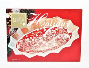 2 Mikasa Oval Platters Holiday Classics Crystal 11.75” SA520/346 Set of 2 NEW - Picture 1 of 3