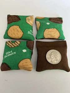 4 Girl Scouts ( Brown Back)  Mini cornhole bean bags, 2" X 2" - Picture 1 of 1