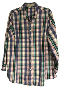 Woman Within Large 18 20 Purple Plaid Button Long Sleeve Shirt 100% Cotton - Picture 1 of 11