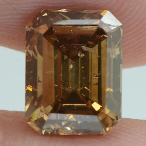 Emerald Cut Diamond Fancy Brown Color SI1 Certified Natural Enhanced 3.00 Carat - Picture 1 of 9